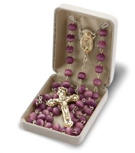 6mm Carved Rosewood Beads and 
Madonna Center Rosary